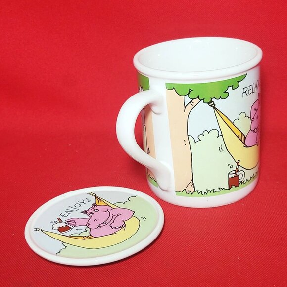 Hallmark Sit Back Relax Hippo Mug and Coaster Mug Mates Japan - Picture 12 of 13
